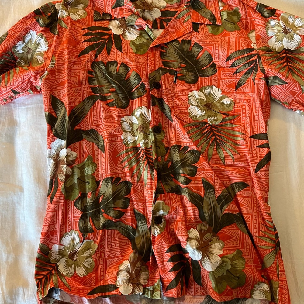 Tropical Hawaiian Floral Button-Up Shirt